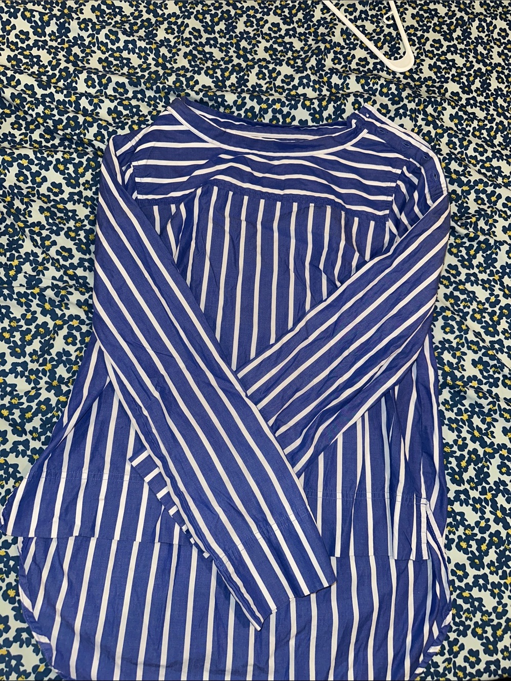 J. Crew Blue and White Striped Long Sleeve Blouse